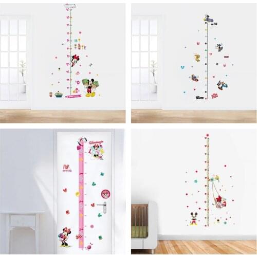 Cartoon Disney Mickey Minnie Height Measure Wall Stickers For Kids Rooms Child Growth Ruler Stickers Growth Chart School Decals