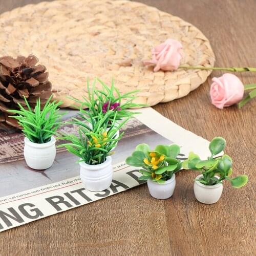 New 5pcs 1:12 Dollhouse Miniature Green Plant Pot Furniture Home Decor Accessories 3cm-4cm