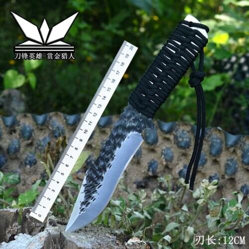 Forging Fixed Blade Knife Cord Wrapped Outdoor Tactical Rescue Tanto Bushcraft Camping Wilderness Hunting Field Knives EDC TOOL