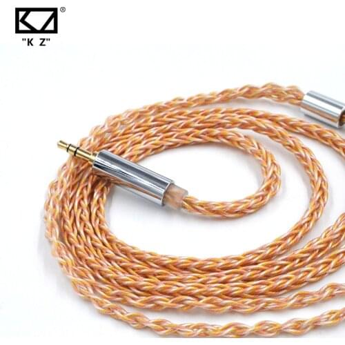 KZ Cable 8 Core Gold Silver Copper Cube Mixed Upgrade Cable Earphones Wire 3.5mm Plug For KZ ZS10 PRO ZSX DQ6 ZAX ASX AS16 AS12