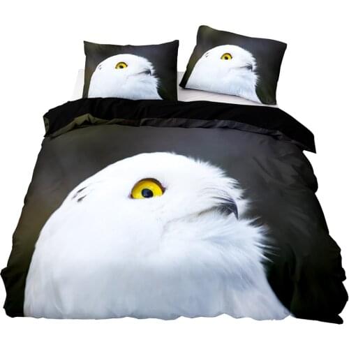 White Owl Pattern Duvet Cover Set With Pillowcase, 240x220 Quilt Cover, 135×200 Blanket Cover,Extra Large Size Bedding Set