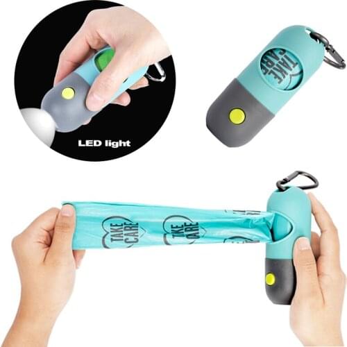 Outdoor Pets Supplies Portable Garbage Bags Organizer Dog Poop Bag Dispenser With LED Light Pet Cat Pick Up Waste Pouch Holder