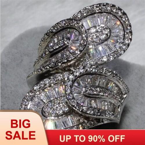 Majestic Sensation Court style Silver color Fine Bridal rings AAAAA zircon Cz Engagement wedding band ring for women men