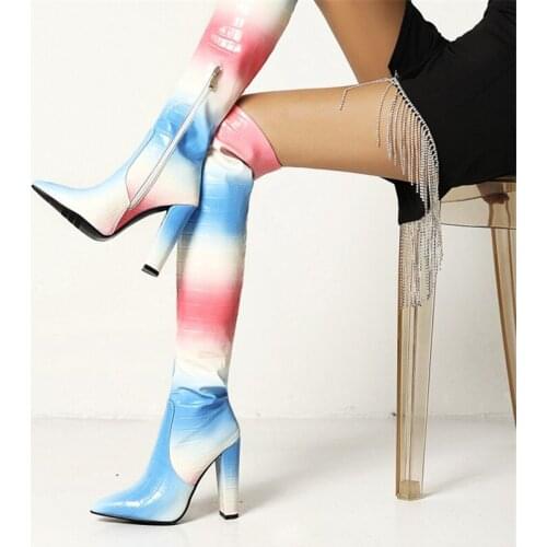 PXELENA Vogue Women Over The Knee Riding Boots 11CM Heels Sexy Party Office Lady Thigh High Boots 2021 Winter Plus Size 34-43 OL