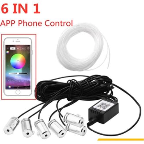 RGB LED Strips Ambient Light APP Sound Music Control for Car Interior Atmosphere Light Car Backlight DIY 8M Fiber Optic Band