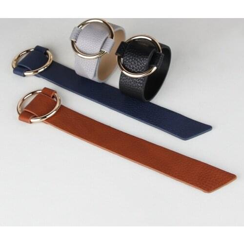 Modern PU Leather Napkin Ring In Dark Brown Black Blue Grey Coffee White Colors With Metal Alloy Decor Fasten Buckle Rivet 4/S