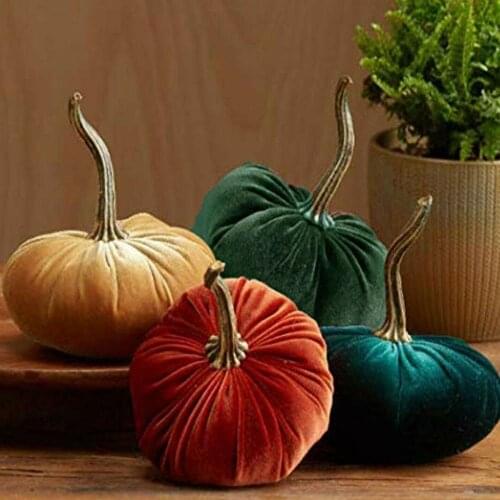 1 Pc Handmade Velvet Pumpkins Decor Super Soft Stuffed Pumpkin With Exquisite Artificial Pumpkin Foam Simulated Cute Pumpkins