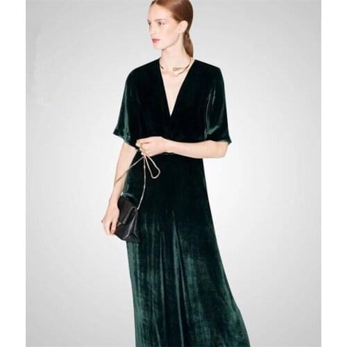 Party Street Deep V Neck Elegant velour maxi Dress Women Patchwork Velvet Autumn 7XL 6XL Office Vestidos Female plus Size