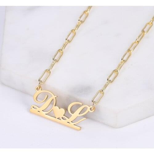 Toggle Clasp Capital Letter Initial Necklace For Women Stainless Steel Custom Name Necklace Thick Chain Dropshipping Jewelry