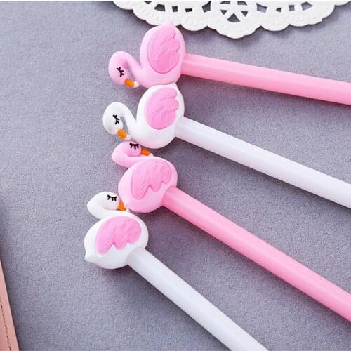 1pc Flamingo Silicone Gel Pen Cute Bird Swan Student Learning Office Stationery Black Signature Water Pen Creative Children Pen