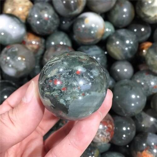 1PC Natural Stone African Bloodstone Sphere Ball Healing Crystal Polished Home Decoration Gift