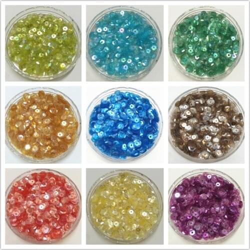 10g/720pcs Clear Crystal color Sequins 6mm Cup Round Loose Paillettes Sewing Wedding Craft DIY Garments Lentejuelas Accessory