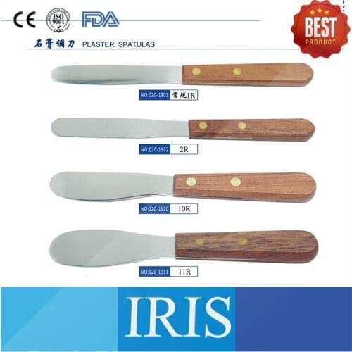 10 Pieces/Box Dental Lab Equipment 1R/2R/3R/8R Stainless Steel Plaster Knife Plaster Spatulas With Wooden Handle