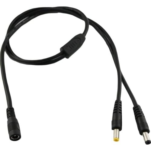 1x CCTV DC Power 5.5 x 2.5mm Female to 5.5 x 2.5mm + 5.5 x 2.1mm Male Plug Y Splitter Connector Cable 70cm
