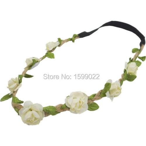 2pcs/lot Rustic Flower Girl Head Wreath Bohemian Ivory Hair Accessories Halo Mother Daughter Headwear Hippy Stretch Hairband