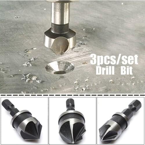 3pcs/set Hex Countersink Boring Set for Wood Metal Quick Change Drill Bit Tools