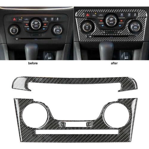 4pcs Air Conditioning Panel Trim CD Panel Frame Carbon Fiber Decor Fit for Dodge Charger 2011 2012 2013 2014 Car style