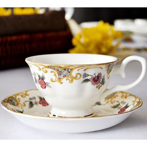 English Parisian Style White Porcelain Coffee Cup And Saucer sets European High End Bone China Black Tea Coffee Cups With Spoon
