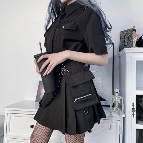 Black Skirt Gothic Autumn and Winter Suede Split Small Fragrant Wind Skirt Butterfly Girl College Wind Bag Hip Pop Goth Japan