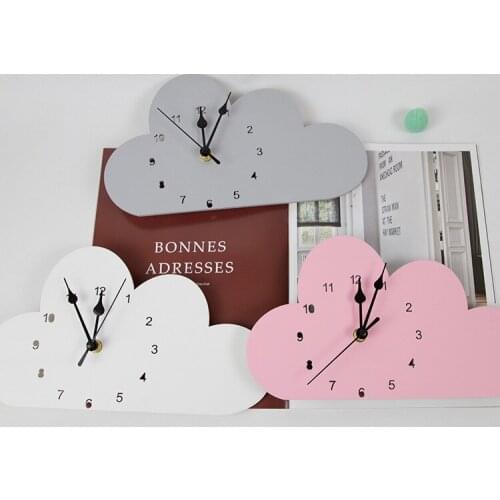 Kids Room Wood Cloud Clock For Baby Boy Girl Room Decoration Nordic Style Pink Cloud Wall Clocks Children Room Scandinavia Decor