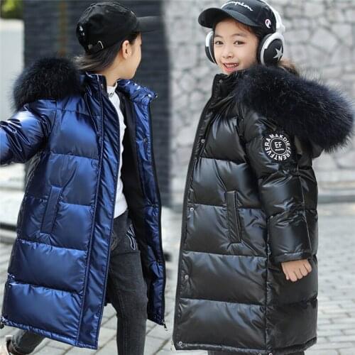 -30 Degrees Russian Winter Snowsuit 2019 Boys Girls Duck Down Jacket Waterproof Hooded Coat Teenager Kids Fur Collar Parka