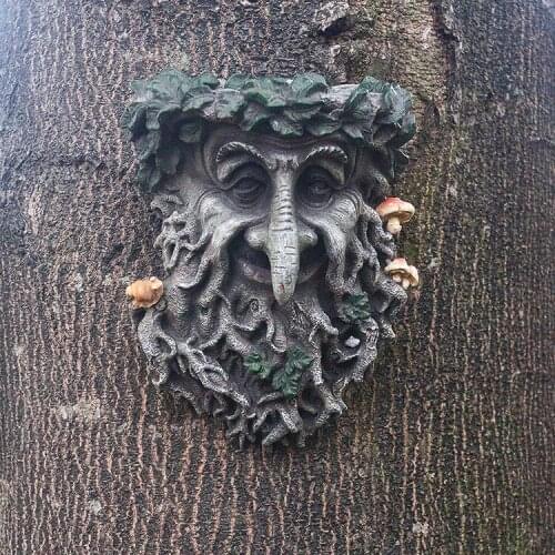 Outdoor Mushroom Tree Face Garden Art Decor Bird Feeder Old Man Tree Face Plant Potted Sculpture Ornament Garden Courtyard Decor