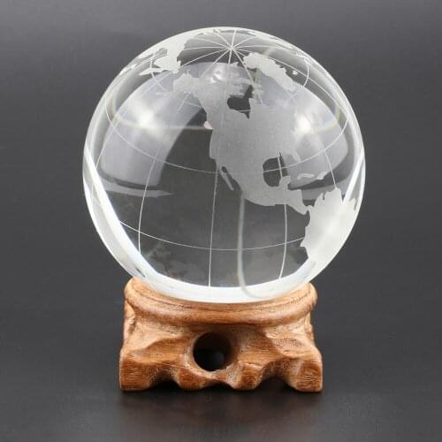 K9 Crystal Glass Earth Model Photography Lens Ball Creative Xmas Gift Home Office Decoration Sphere 80mm Globe With Stand Base