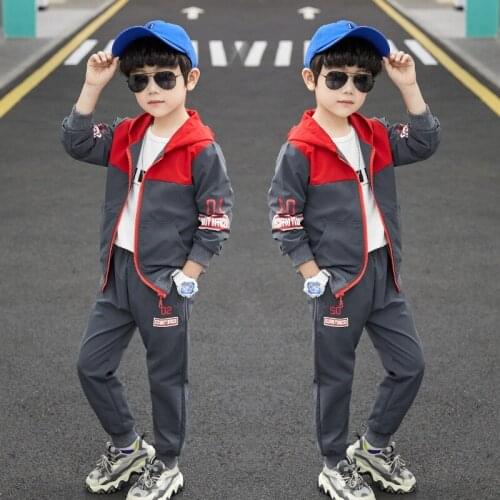 Splicing Spring Summer Kids Clothes Suit Boys Sweatshirts + Pants 2pcs/Set Kids Teenage Top Sport Childrens Day Gift Formal