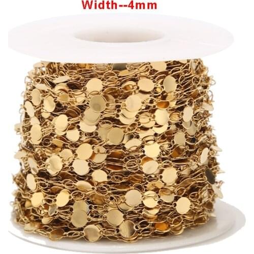 2 M/5M Gold tone Stainless Steel 4mm round Design Jewelry Chain DIY jewelry making