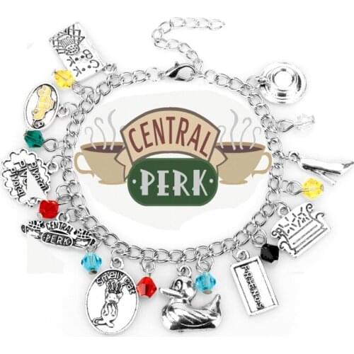 Hot TV Show Central Park Friends Coffee Time Dangles Charm Bracelet Friends Wristlet Women Girl Jewelry