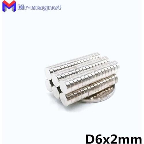 100pcs Hot sale D6x2mm magnet N35 6x2mm super strong 6x2 magnet 6mmx2mm, 6*2 small refrigerator magnets D6*2mm 6*2mm
