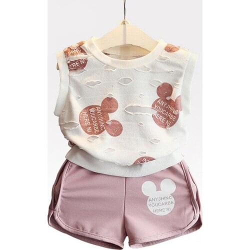 Menoea 2020 Summer Style Girls Clothing Sets Cartoon Print T-shirt+Short 2Pcs for Kids Clothes 3-7Y Short Sleeve