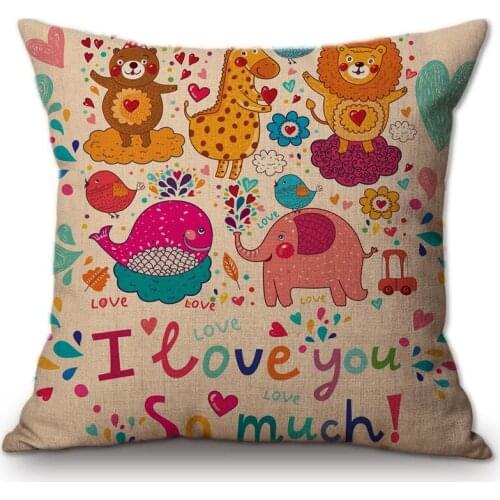 Cute Pillows For Kids Children Cartoon Whale Crab Elephant Lion Animal Design Pattern Home Cushion Pillow Case Cover Baby Gift