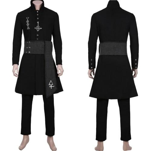 Ghost B.C. Nameless Ghoul Cosplay Costume without Mask Adult Jacket Long Coat Pants Halloween Costume Back Suit Men