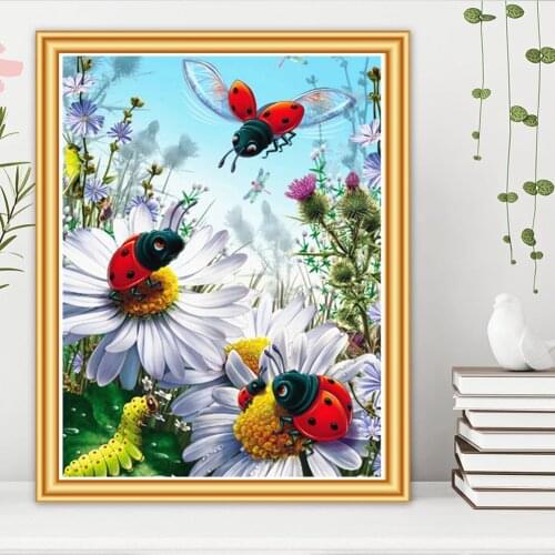 5D DIY Diamond Painting Ladybug Full Drill Mosaic Embroidery Cross Stitch Kit Rhinestone Home Decor Flower Art Picture Wall