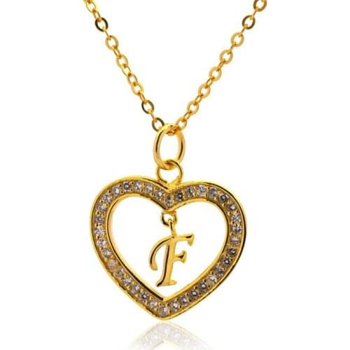 925 Silver Heart Pendant CZ Crystal Necklace Customized Initial Letter Gold Plated Chain with Zircon Fashion Women Jewelry Gifts