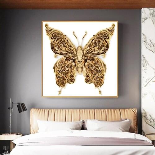 Canvas Print Abstract Gold Pattern Butterfly Wall Art Paintings Posters Decorative Paintings Living Room Home Wall Art Prints