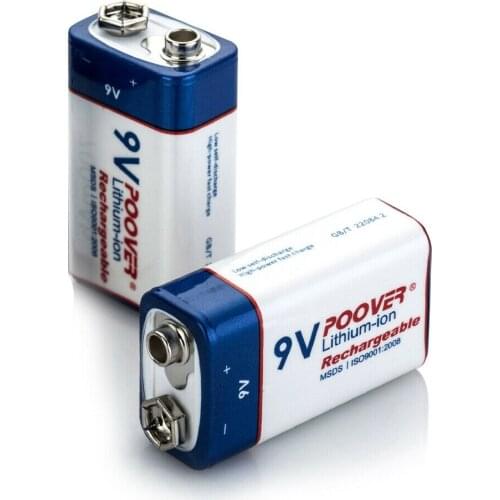 9V Rechargeable Battery 700 mAh Li-ion Lithium 9v Batteries for Smoke Alarm Remote Control Toy Camera