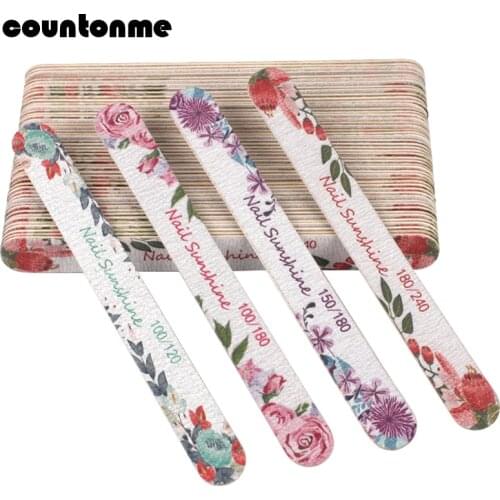 50pcs/Lot Straight Wood Nail Art File 100/120/150/180/240 Colorful Wooden Sanding Files Emery Board Washable Files For Manicure