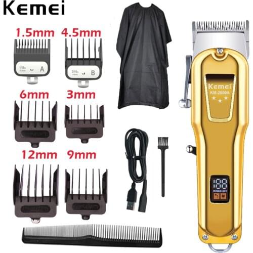 Kemei professional all-metal clipper hair cutting machine rechargeable hair trimmer for barber men electric beard shaver