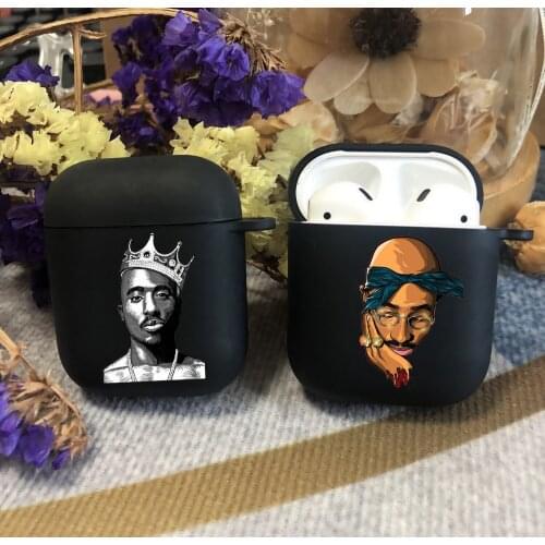 Rapper Singer 2PAC Tupac Black TPU silicone Bluetooth Airpod Case For Airpods 1/2 Airpods pro soft cover