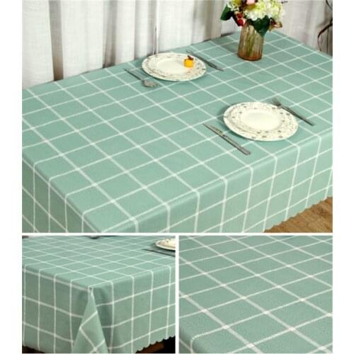 SBB Fresh simple style Colourful grid plaid PVC Waterproof tableclothTable Cover Oil Cloth Soft floral print Tablecloth