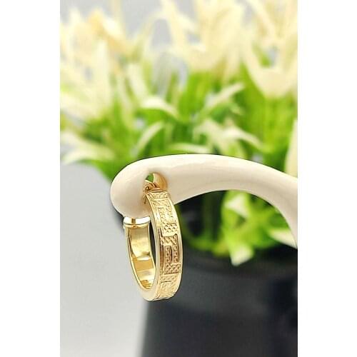 Italian Grecian Patterned 14 K Yellow Gold Fancy Ring Earrings