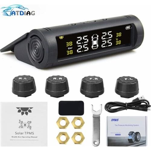 TPMS Tire Pressure Alarm Sensor Monitor System Car Display Internal / External Solar Power Charging Temperature Warning