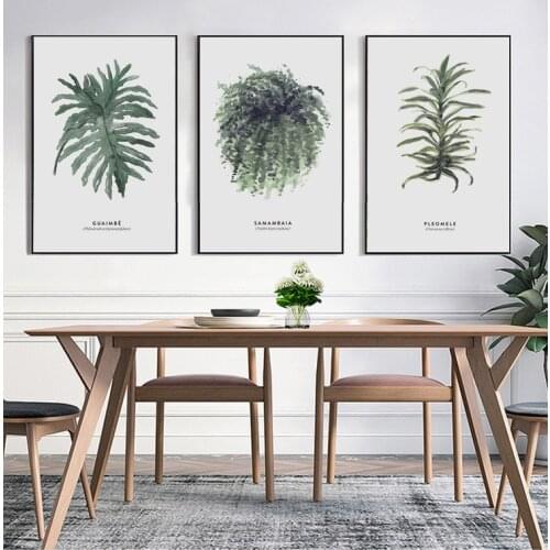 Modern Samambaia Green Plant Leaf Decoration Painting Bedroom Wall Art Canvas Painting Garden Decor Posters and Prints Kitchen
