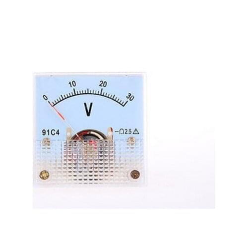 DC voltmeter 0-30V 91C4 DC 0-30V Analog Voltage Panel Meter Voltmeter 45*45mm