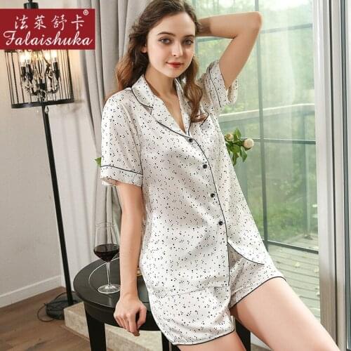 Super quality 19 momme 100% silk shorts pajamas sets women short sleeveless sleepwear elegant polka dot pyjamas women D2108-B