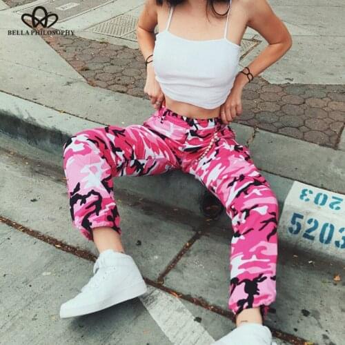 Bella Philosophy 2019 New Women High Waist Camouflage Pants Fashion Pantalon Femme Trouser Sweatpants Streetwear Camo Female