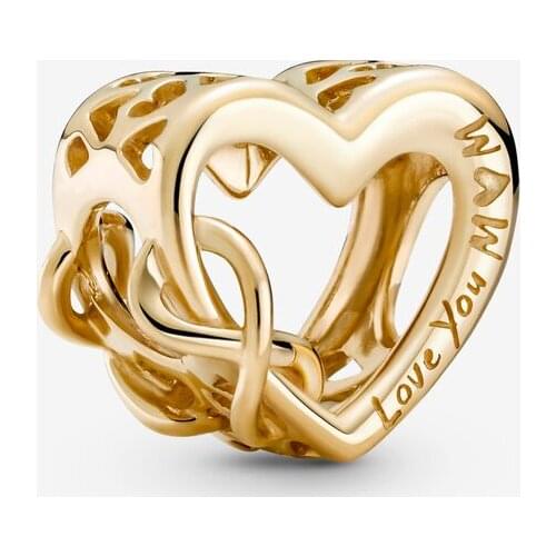 Mothers Day Love You Mum Infinity Heart Charms Fit 925 Sterling Silver Beads Bracelet Pendant Necklaces DIY Jewerly For Women