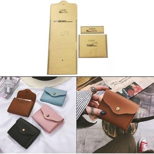 1 Set DIY Leather Tool Acrylic Template Wallet Kraft Paper Pattern Handmade Leather Purse ID Bank Card Sewing Template Supplies
